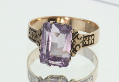 Antique Victorian 14K Rose Gold Lilac Purple Amethyst Ring - Queen May