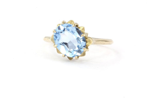 Vintage 10K Gold & Swiss Blue Topaz December Engagement Ring - Queen May