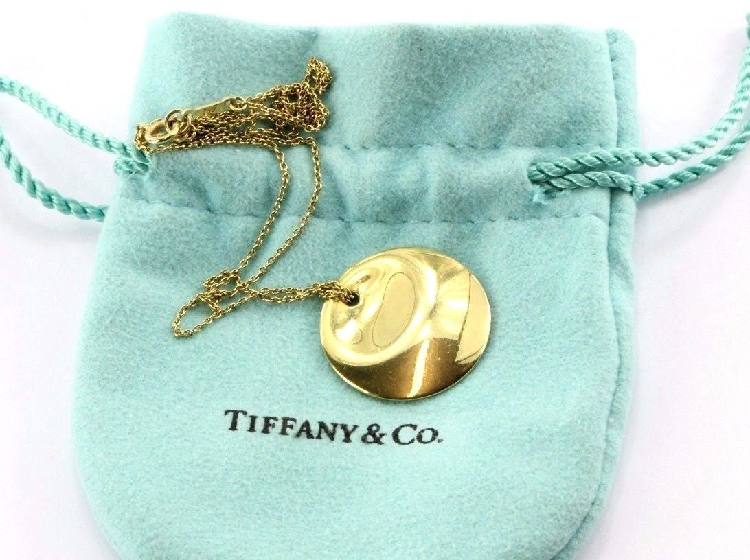 Tiffany & Co Elsa Peretti 18k 750 Yellow Gold Round Pendant Necklace ...