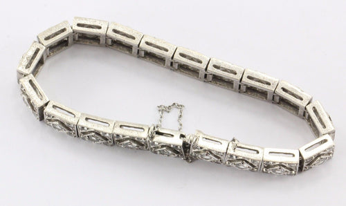 Vintage Art Deco Sterling Silver White Spinel Tennis Bracelet - Queen May