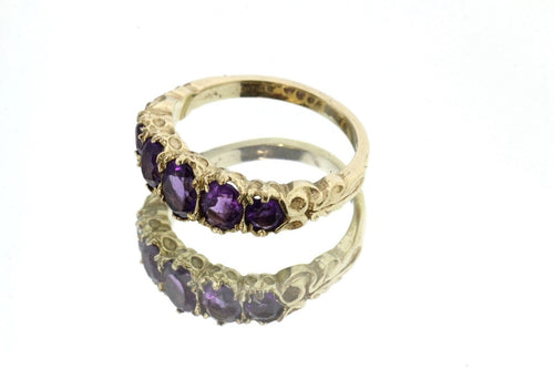 Vintage 9ct Gold London England Amethyst dated 2007 Ring, Victorian Style - Queen May