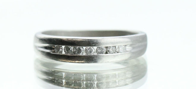 Vintage Platinum & Diamond Half Eternity Engagement Band / Ring - Queen May