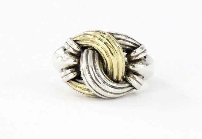 Vintage Sterling Silver & 18K Gold Lagos Medium Classic Knot Ring Size 7.75 - Queen May