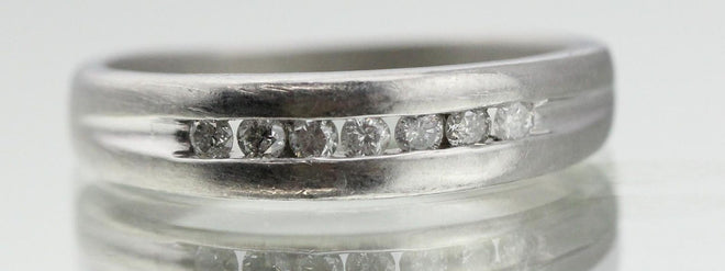 Vintage Platinum & Diamond Half Eternity Engagement Band / Ring - Queen May