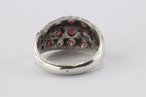 Vintage Art Deco Sterling Silver & Ruby Ring - Queen May