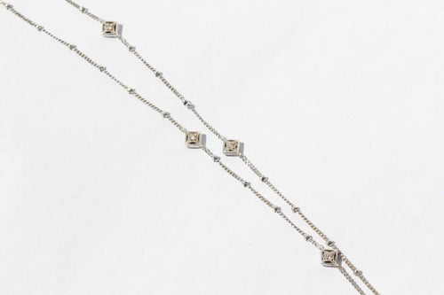 18K White Gold & Diamonds by the Yard Necklace with Diamond Pendant - Queen May