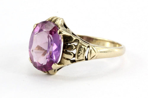 Antique 10K Gold Art Deco Pink Sapphire Ring by Edward R. Roehm of Detroit - Queen May