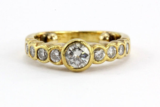 Vintage 18K Gold 1 Carat Total Diamond Engagement Wedding Ring Band - Queen May