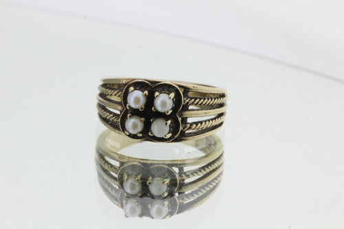 Antique 10K Gold Seed Pearl Ring - Queen May