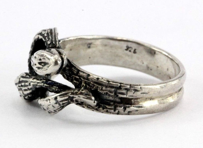 Vintage Sterling Silver Gothic Entwined Snakes Lovers Knot Ring - Queen May