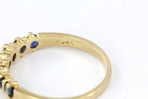 Vintage 14K Gold Sapphire Wedding Band Ring - Queen May