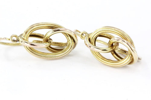 Antique Victorian 9ct gold Infinity Locked Links Earrings - Queen May