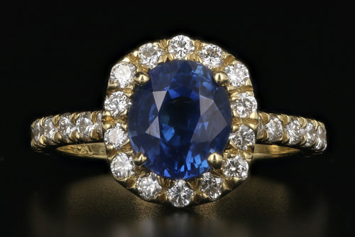 18K Yellow Gold 2.14 Carat Ceylon Sapphire and Diamond Ring - Queen May