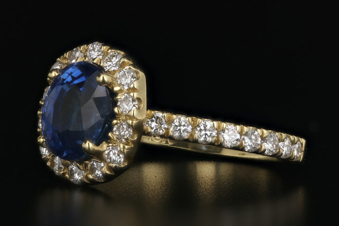 18K Yellow Gold 2.14 Carat Ceylon Sapphire and Diamond Ring - Queen May