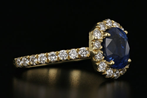 18K Yellow Gold 2.14 Carat Ceylon Sapphire and Diamond Ring - Queen May