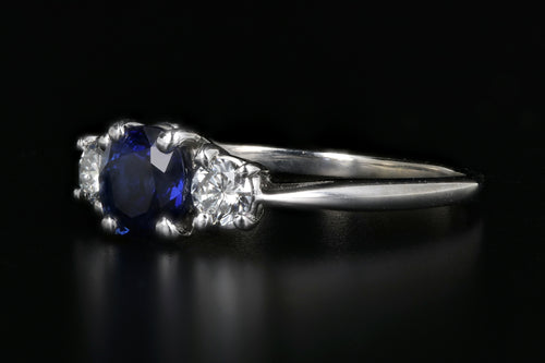 Modern 14K White Gold 1.129 Natural Sapphire and Diamond Ring - Queen May