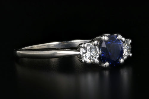 Modern 14K White Gold 1.129 Natural Sapphire and Diamond Ring - Queen May