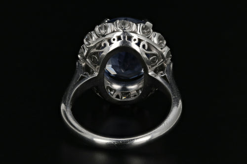 New Platinum 7.04 Natural Cornflower Blue Sapphire and Diamond Ring AGL Certified - Queen May