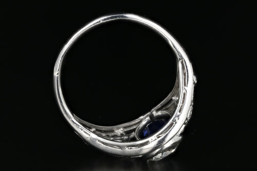 Art Deco Platinum GIA Certified No Heat Sapphire & Diamond Ring - Queen May