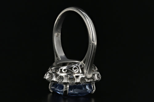 New Platinum 7.04 Natural Cornflower Blue Sapphire and Diamond Ring AGL Certified - Queen May