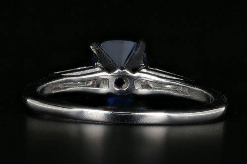 Modern Cushion Cut Natural Royal Blue Sapphire and Diamond Ring AGL Certified - Queen May