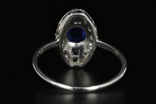 Art Deco Platinum .6 Carat Cabochon Sapphire and Diamond Ring - Queen May