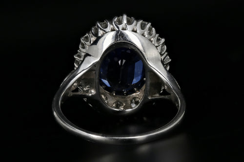 Modern Platinum 4.09 Carat Natural Madagascar Royal Blue Sapphire and Diamond Ring GIA Certified - Queen May
