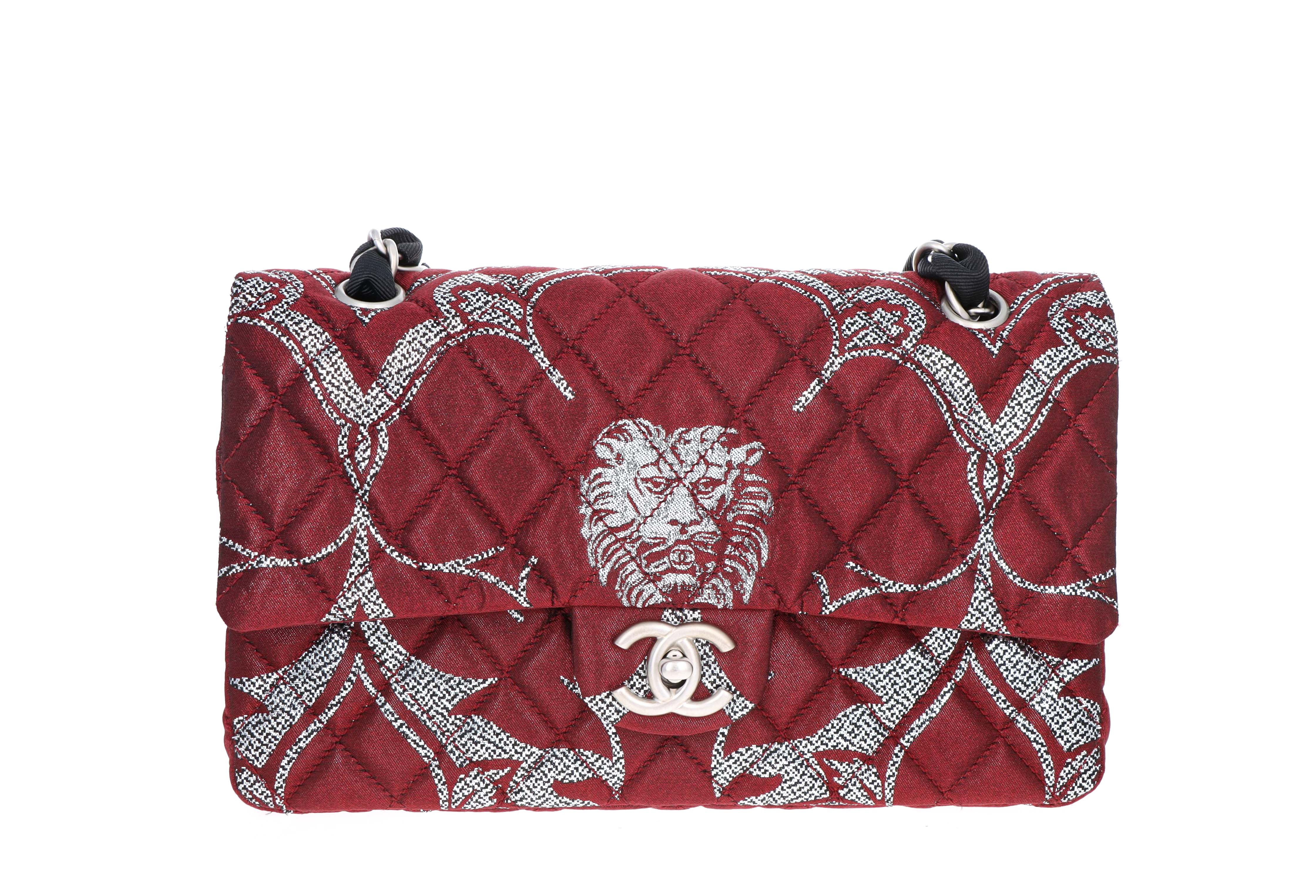 CHANEL RARE LIMITED EDITION PARIS MOSCOW LION BROCADE DOUBLE FLAP