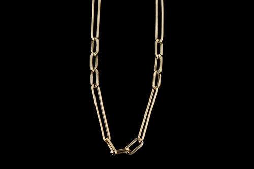 14K Yellow Gold 5.10mm Paperclip Chain Necklace - Queen May
