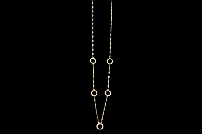 14K Yellow Gold Circle Station Necklace - Queen May