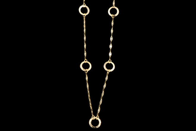 14K Yellow Gold Circle Station Necklace - Queen May