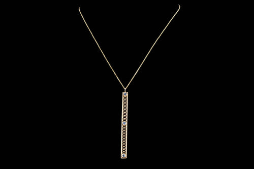 Art Deco 14K Yellow Gold .30 Carat Total Weight Natural Sapphire Bar Pin Conversion Pendant Necklace - Queen May