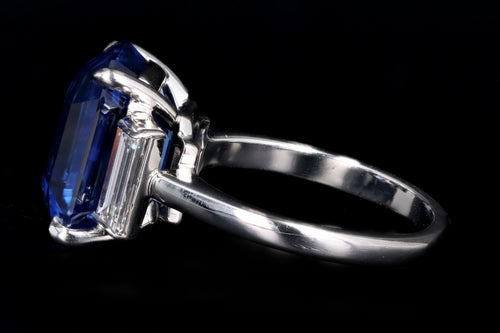 Platinum 9.03 Carat Natural Ceylon Sapphire & Diamond Ring AGL/GIA Certified - Queen May