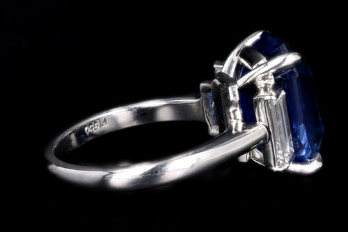 Platinum 9.03 Carat Natural Ceylon Sapphire & Diamond Ring AGL/GIA Certified - Queen May
