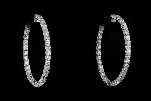 14K White Gold 7.04 Carat Diamond Weight Total Inside-Out Hoop Earrings - Queen May