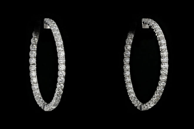 14K White Gold 7.04 Carat Diamond Weight Total Inside-Out Hoop Earrings - Queen May