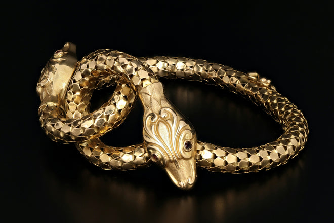 18K Italian Double Snake Bracelet - Queen May