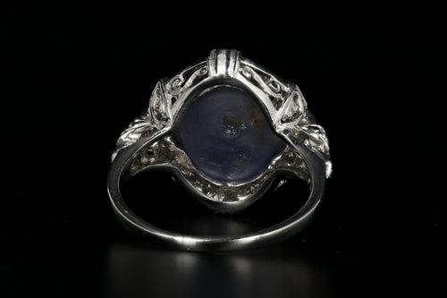Art Deco Platinum Natural No Heat Ceylon Star Sapphire Ring - Queen May
