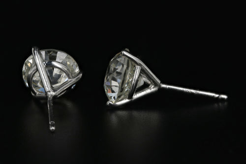 New 14K White Gold 3.83 Carat Total Weight Old European Cut Diamond Studs - Queen May