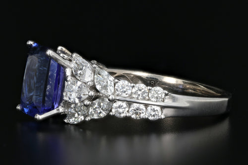 Modern 18K White Gold 3.1 Carat Tanzanite and Diamond Ring - Queen May