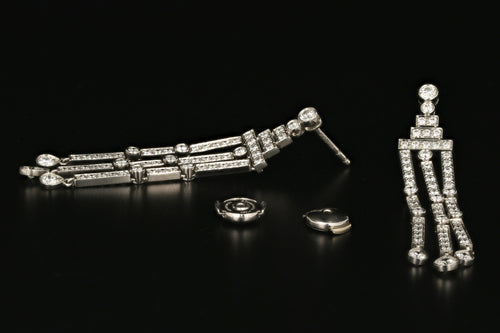 Tiffany & Co Jazz Triple-bar Diamond Drop Earrings in Platinum - Queen May