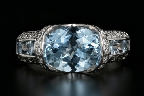 18K White Gold 2 Carat Aquamarine Diamond Ring - Queen May