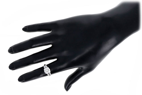 0.17 Carat Emerald Cut Diamond Halo Engagement Ring in Platinum - Queen May