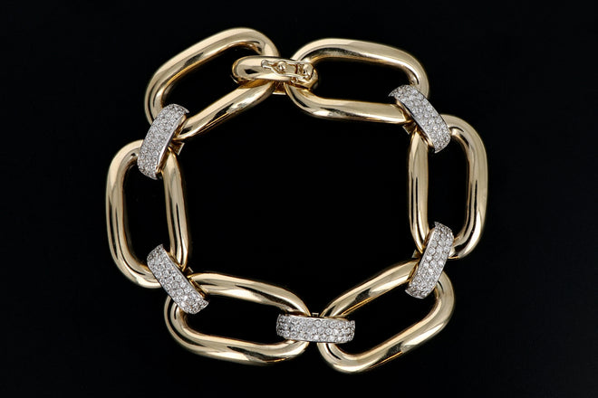 Vintage 14K Yellow Gold 1 Carat Diamond Curb Link Bracelet - Queen May