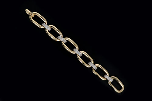 Vintage 14K Yellow Gold 1 Carat Diamond Curb Link Bracelet - Queen May